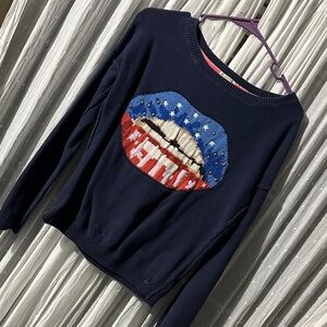 Tommy Hilfiger Navy Sweater with Lip Design
